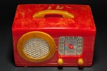 Rare Motorola 50XC Radio &rdquo;Circle-Grill&rdquo; - Marbleized Red + Yellow Catalin