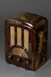 Striking Swirled Circassian Onyx/Brown Emerson AU-190 Catalin Radio