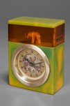 Great Swirled Green with Applesauce Catalin Clock with Elephant