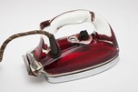 Art Deco Red Saunders Pyrex Glass ”Silver Streak” Iron