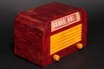 DeWald A-502 Catalin Radio ’Step-Top” in Oxblood with Yellow Insert Grill