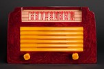 DeWald A-502 Catalin Radio ’Step-Top” in Oxblood with Yellow Insert Grill