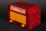 DeWald A-502 Catalin Radio ’Step-Top” in Oxblood with Yellow Insert Grill