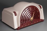 Emerson 744B Mid-Century Radio Beige with Maroon Bakelite