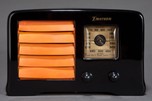 Emerson AX-235 ”Little Miracle” Catalin Radio in Jet Black + Orange - RARE