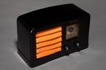 Emerson AX-235 ”Little Miracle” Catalin Radio in Jet Black + Orange - RARE