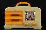 Fada Model 136 Catalin Radio in Highly Marbleized Onyx Green + Yellow Trim