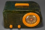 FADA 200 Series ’Bullet’ Catalin Radio in Marbelized Blue + Yellow