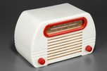 FADA Model 252 ’Temple’ Catalin Radio in Alabaster + Bright Red