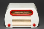 FADA Model 252 ’Temple’ Catalin Radio in Alabaster + Bright Red