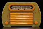 FADA 652 Catalin Radio Onyx + Yellow Insert Grill ’Temple’ - Rare