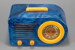 FADA 200 Series ’Bullet’ Catalin Radio in Lapis-Lazuli Blue + Yellow