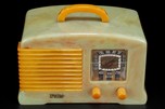 FADA Catalin L-56 Radio in Marbleized Onyx Green + Yellow Trim