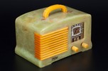 FADA SW-57 Catalin Radio in Translucent Onyx Green + Yellow Trim