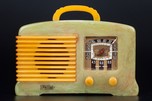 FADA SW-57 Catalin Radio in Translucent Onyx Green + Yellow Trim