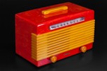 Garod Commander 6AU-1 Catalin Radio in Marbleized Red with Yellow