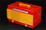 Garod Commander 6AU-1 Catalin Radio in Marbleized Red with Yellow