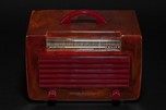 General Electric L-573 Catalin Radio in Translucent Tortoise with Maroon