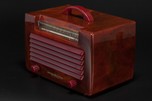 General Electric L-573 Catalin Radio in Translucent Tortoise with Maroon