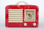 General Television Radio in Red Marbled Bakelite - Rare + Stunning