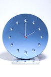 Gilbert Rohde Clock 4083 in Blue Glass Mirror with Chromium Accents