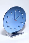 Gilbert Rohde Clock 4083 in Blue Glass Mirror with Chromium Accents