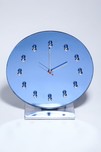 Gilbert Rohde Clock 4083 in Blue Glass Mirror with Chromium Accents