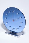 Gilbert Rohde Clock 4083 in Blue Glass Mirror with Chromium Accents