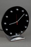 Gilbert Rohde Clock 4708 in Black Carrara Glass