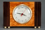 Stunning Art Deco Herman Miller Clock with Brass Trim + Exotic Wood Veneer