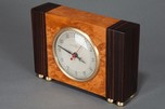 Stunning Art Deco Herman Miller Clock with Brass Trim + Exotic Wood Veneer