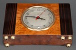 Stunning Art Deco Herman Miller Clock with Brass Trim + Exotic Wood Veneer