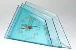 Deco Aqua Glass Crystal Bent Fyrart Waltham Clock