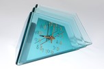 Deco Aqua Glass Crystal Bent Fyrart Waltham Clock