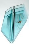 Deco Aqua Glass Crystal Bent Fyrart Waltham Clock