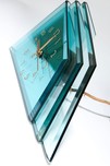 Deco Aqua Glass Crystal Bent Fyrart Waltham Clock