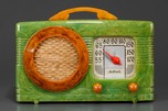 Great Motorola 50XC Radio &rsquo;Circle-Grill&rsquo; - Marbleized Green + Yellow Catalin