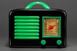 General Television Radio in Jet Black Bakelite + Bright Kelly Green Trim