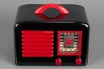 Continental Art Deco Radio in Black Bakelite + Red Trim