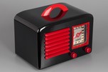 Continental Art Deco Radio in Black Bakelite + Red Trim