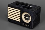 Jet Black with Blue Swirl Catalin Emerson &rsquo;Aristocrat&rsquo; Radio - Striking