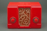 Art Deco Plaskon Kadette ”Jewel” Radio in Chinese Red