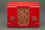 Art Deco Plaskon Kadette ”Jewel” Radio in Chinese Red