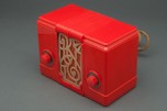 Art Deco Plaskon Kadette ”Jewel” Radio in Chinese Red