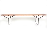 Harry Bertoia Walnut Slat Bench or Coffee Table Designed for Knoll