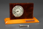 Reddish-Brown and Butterscotch Catalin Deco Clock Lighter Combo