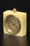 Deco LUX Clock in Marbleized Yellow Bakelite Catalin