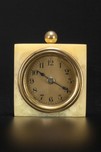 Deco LUX Clock in Marbleized Yellow Bakelite Catalin