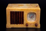 Catalin Motorola 52 ’Vertical Grill’ Radio - Marbleized Apricot + Tortoise