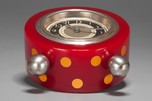 Red with Yellow Laminated Bakelite Polka-Dot Clock